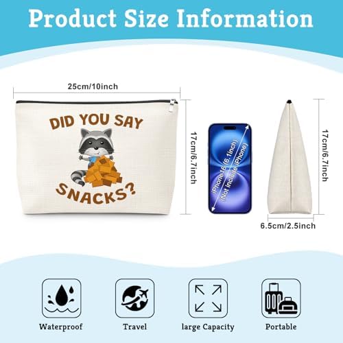 Raccoon Lovers Gifts Makeup Bag Raccoon Gifts for Women Funny Animal Themed Gift Travel Pouch White Elephant Thanksgiving Friendship Birthday Gift for Friend Sister Daughter Cosmetic Bag with Zipper