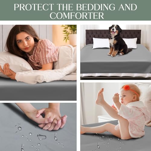 Tisancy Waterproof Blanket Queen Size, Gray TPU Polyester 55'' x 78'' Water Proof and Stain Resistant Mattress Protector Mat for Bed, Leakproof Protective Pet Mat
