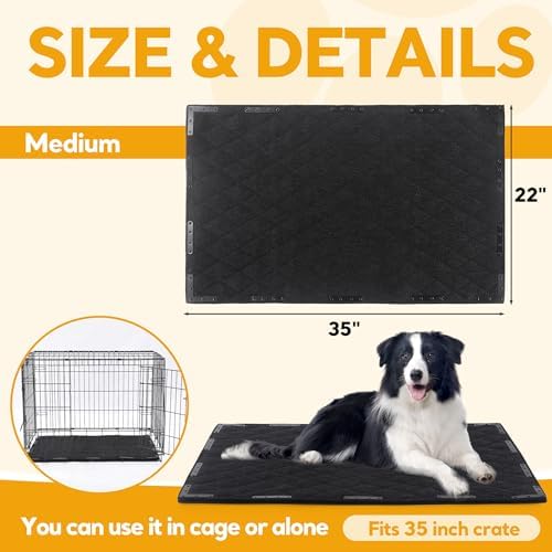 HOMBYS Chew Proof Dog Bed Mat with 14 Metal Rivets - Indestructible Kennel Pad for Teething Puppies & Aggressive Chewers, Durable Waterproof Crate Mat for Medium Dogs, 35" x 22" (Indoor/Outdoor Use)