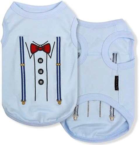 Parisian Pet Dog Shirt – 100% Cotton Bow Tie Shirts for Large Dogs – Sleeveless Puppy Clothes – Lightweight and Breathable Pet Apparel – Formal Tuxedo Boy Dog Clothes - Stretchy T Shirts for Dogs