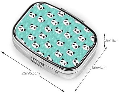 AM/PM Pill Organizer Small Travel Case Medication Reminder Supplement Box Nurse, Kawaii Panda Face Polka Dot Teal Mint Green
