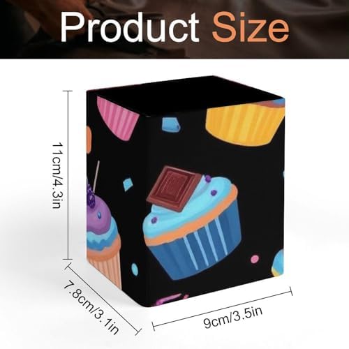 Office Pen Holder Desktop Stationery Organizer Makeup Brush Cup For Women Space Galaxy Ice Cream Cake Black