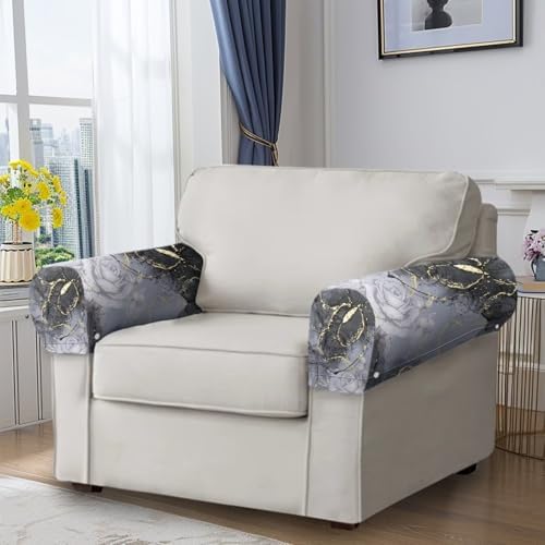 Marble Couch Arm Covers Set of 2 Armrest Covers for Sofa Soft Furniture Protector Scratch-Resistant Sofa Arm Covers Armchair Slipcovers for Recliner