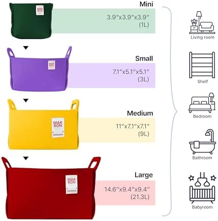 Collapsible Felt PINK Storage Bin Medium 11"x7.1"x7.1" – Foldable Basket with Handles for Closet, Storage, Laundry Room Organization, Decorative Storage Bins for Shelves, Cube Storage