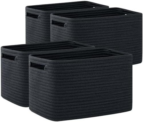 OIAHOMY 4 Pack Storage Baskets for Organizing 24L Cube Storage Bins Black