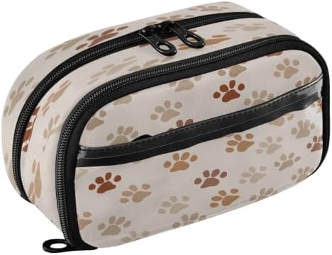 SUABO Pet Paw Pencil Case Large Pen Stationery Bag | Pencil Pouch Stationery Organizer with Compartments, Transparent PVC Layer, School Office Supplies for Kids Adults