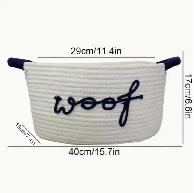 Triangle Woven Pet Toy Storage Bin with Carry Handle | Spacious organizer for dog toys, blankets and pet accessories, convenient storage bin to tidy up your pet supplies at home.