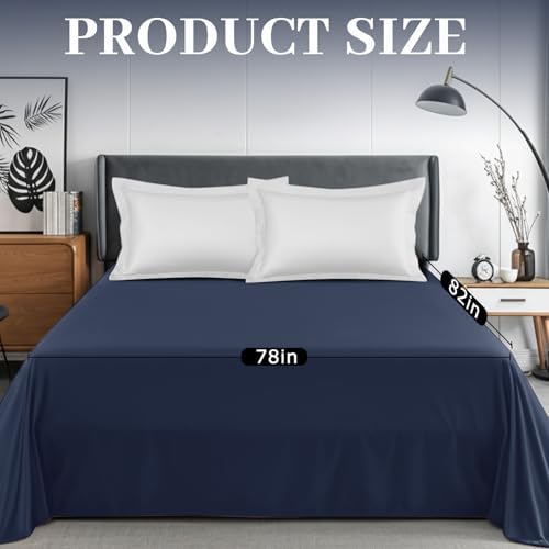 Tisancy Lightweight Waterproof Blanket Queen Size, 78" x 82" Thin Summer Bed Protector Sheet with TPU Layer, Washable Stain Resistant Mattress Cover for Bed, Sofa and Pet Use, Navy Blue