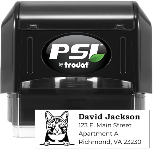Custom Arabian Mau Cat Address Stamp for Calendars & Letters | Decorative Self-Inking Mailing Address Stamper | Handcrafted Personalized Return Labels for Home & Office | Feline Design 7/8 X 2-1/4