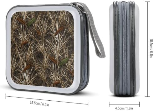 40 Capacity CD Case Camo Tree Grass Protective DVD Holder Wallet | Real Camo Tree Grass Disc Storage Organizer Binder, Hand Strap, Zipper Closure for Home Car