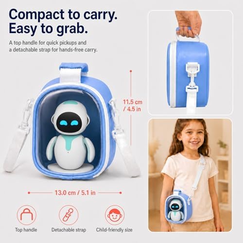 Carrying Case for ENERGIZE LAB Eilik Robot Pets, Bag Only | High-Density EPE Foam, Dry-Coated Microfiber PU, Clear PVC Window