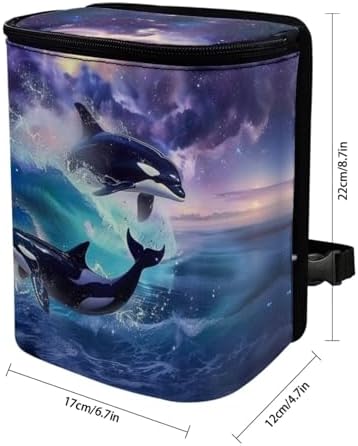 DISNIMO Killer Whale Car Trash Can with Lid Cute Car Accessories Leak Proof Car Trash Bag Hanging Car Garbage Can Multipurpose Storage Container for Back Seat Road Trip