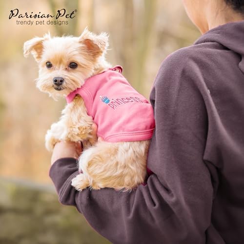Parisian Pet Princess Dog Shirt – 100% Cotton Shirts for Small Dogs – Pink Sleeveless Puppy Clothes – Lightweight and Breathable Dog Apparel – Girl Dogs Clothes - Stretchy Pet T Shirts