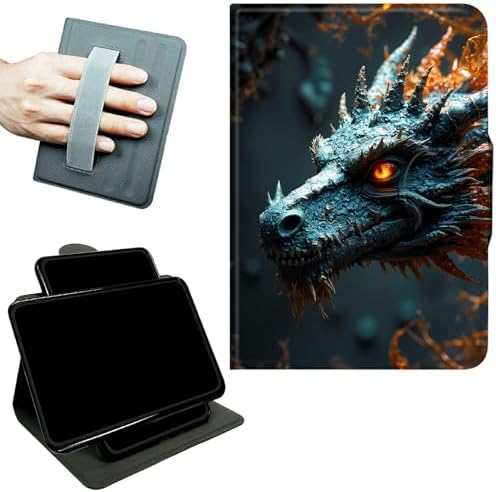 Rotating Handle Case for Samsung Galaxy Tab A11 Plus 2026/A9 Plus 11" 2024, 360 Degree Swivel Kickstand with Magnetic Closure Shockproof Leather Cover for Women Men, Forest Grey Dragon
