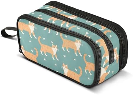 Pet Cat Paw Print Pencil Case Large Capacity Pen Bag School Office Stationery Organizer Zipper Pencil Pouch for Teen Girls Boys Adult