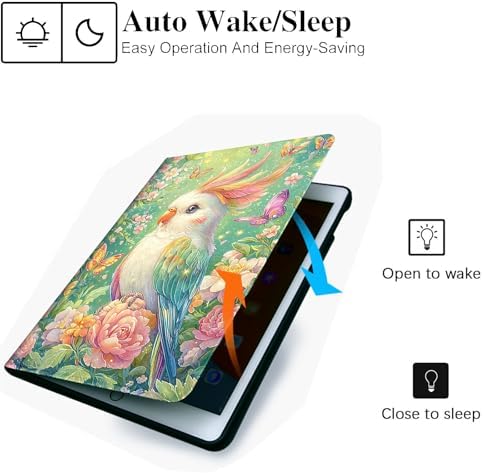 for Microsoft Surface Pro X/Pro X Plus-13 2019/2020/2021/2024 Tablet Case,Auto Wake/Sleep,Adjustable Stand Protective Cover - Cute Parrot Flower