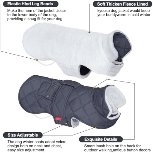 KYEESE Waterproof & Windproof Dog Coat for Small Dogs Puffer Jacket