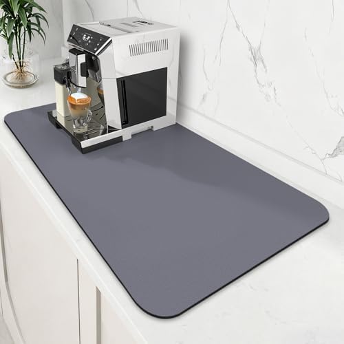 Coffee Mat Super Absorbent Dish Drying Mat Coffee Bar Mat 18"x 32", Grey