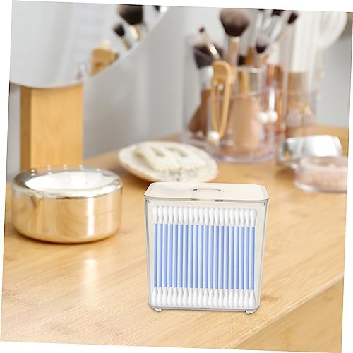 2pcs Cotton Swab Storage Box Cotton Pad Organizer Desk Makeup Organizer Pet Material Stackable Design