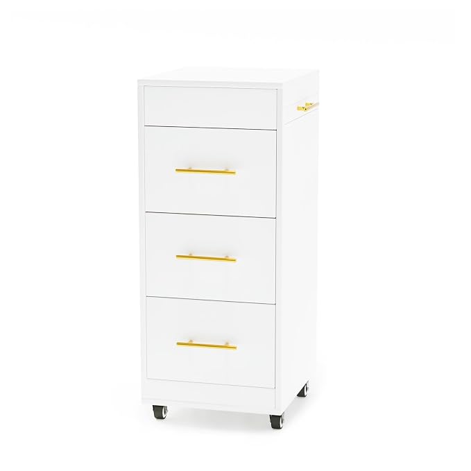 Salon Trolley Cart with Wheels, 3-Drawer Rolling Hair Styling Station, Mobile Beauty Trolley with Hot Tools Holder, Storage for Salon, Barbershop, Spa & Tattoo, White