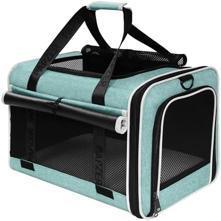 Cat Carrier for Travel, Soft-Sided, Top Loading, Privacy Curtain, to 20 lbs | Medium Pet Carry Bag Anxious Cat, Vet Visits Car Transport, Luggage Sleeve Suitcase Attachable Small Puppy Crate Kennel Teal