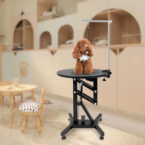 24" Lift Dog Grooming Table with Adjustable Overhead Arm & Tool Organizer | Rotating Pet Grooming Table | 110 Lbs Load Capacity | Adjustable Height 27.56-40.16in | For Small & Medium Pets