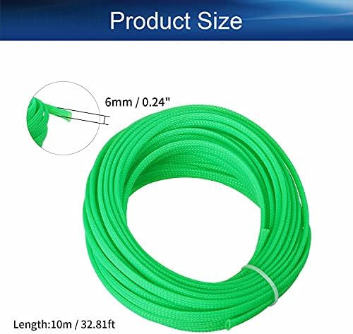 Bettomshin 1Pc 32.8Ft(10m) Cable Management Sleeve, 1/4"(6mm) Width PET Fluorescent Green Cord Protector, Wire Loom Tube Insulated Split Sleeving for USB Cable Power Cord Organizer Video Cable Hider