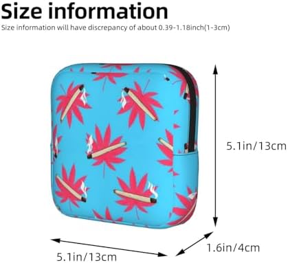 Ladies Portable Period Storage Bag Cute Weedleaf, Cute Polyester Sanitary Napkin Pouch, Holiday Gifts for Women