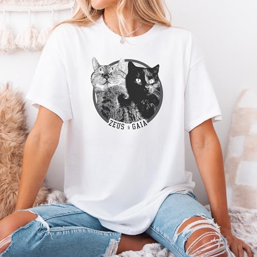 Chillever Personalized Dog Potrait Hoodie, Custom Photo Dog Mom Shirt, Sweatshirt, Gift for Dogs Cat Lovers