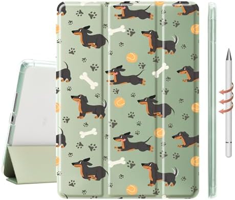 Cute Kawaii Dachshund Case for 10.9" iPad 10th/11th, Clear TPU Smart Stand Back Cover with Pencil Holder, for iPad 2022/2025 Generation Auto Wake/Sleep Foldable Protective Case