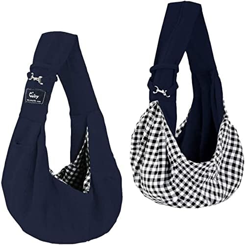 CUBY Dog and Cat Sling Carrier - Hands Free Reversible Pet Papoose Bag - Soft Pouch and Tote Design - Suitable for Puppy, Small Dogs Cats Outdoor