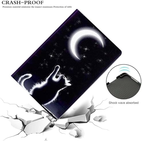 for Samsung Galaxy Tab A8 10.5 Inch 2022 (SM-X200/X205/X207) Tablet Case,Premium Leather Folio Stand Auto Wake/Sleep,Multiple Viewing Stand,Night Moon and Pet Cat