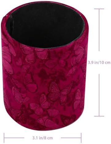 Faux Leather Pen Holder for Desk, Pencil Organizer Butterfly Pen Cup Desk Decor Makeup Brush Holder Storage for Office Home