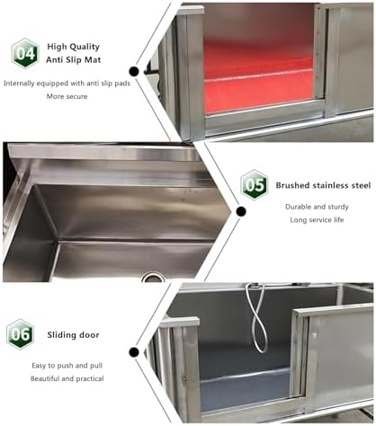 Professional Pet Grooming Bathtub with Sliding Door for Home Use.Silver-120x60x80cm