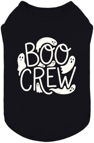 Fitwarm Boo Crew Halloween Dog Shirt, Spooky Costumes for Small Dogs Boy Girl, Funny Pet Outfit, Black, White, Medium