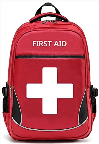 First Aid Bag Empty Red Emergency First Responder Trauma Multi-Pocket Traveling Field Trips Camping Essentials (Red, 1 Piece)