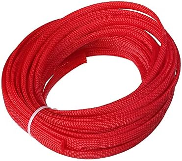 Othmro 32.8ft Length Expandable PET Flexible Braided Cable Sleeves 0.31in Width Wire Loom Sleeving and Organizers Flexible Wire Mesh Sleeves for TV Audio PC Computer Cords from Pet Chewing Red