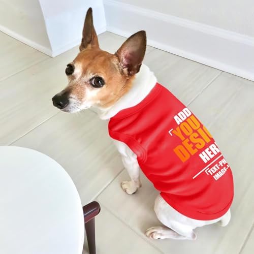 Custom Dog Shirt,Personalized Pet Vest Apparel with Name Text Photo Image,Lightweight Breathable PuppysKitten Variousize,Red