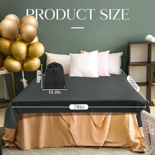 Tisancy Waterproof Blanket Queen Size, Black TPU Polyester 78'' x 100'' Water Proof and Stain Resistant Mattress Protector Mat for Bed, Leakproof Protective Pet Mat