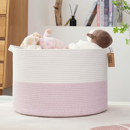 COMFY-HOMI XXXL Large Laundry Basket, Cotton Rope Nursery Woven Basket for Storage, Blanket Baskets Living Room Laundry Hamper, Dog Toy Storage Organizer, Home Decor
