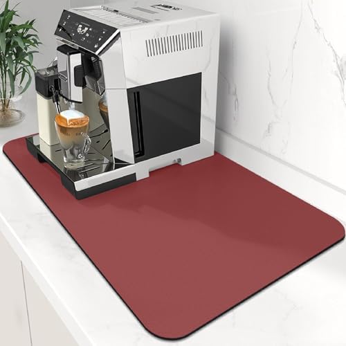 Coffee Mat Super Absorbent Dish Drying Mat Coffee Bar Mat 12"x 19", Red