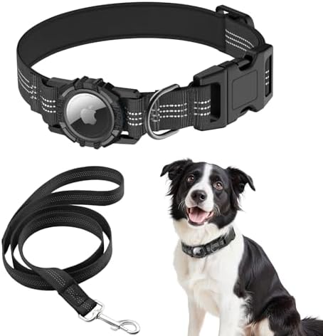AirTag Dog Collar and Leash, IP68 Waterproof Integrated