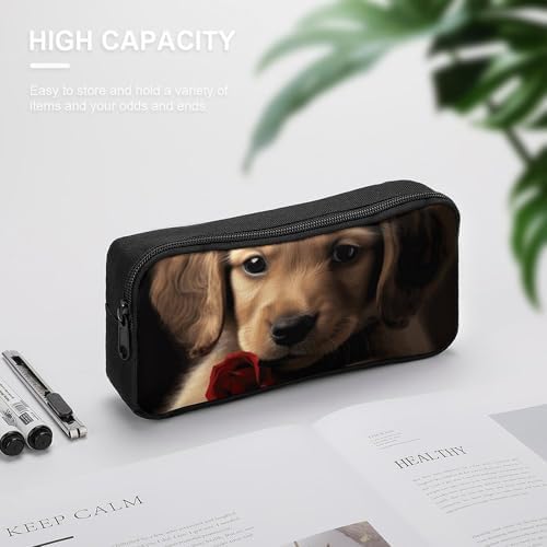 Cute Pet Dog Pencil Case Office Stationery Organizer Simple Sturdy Zipper Closure Portable Pencil Bag Office Travel Multi-Purpose Bag