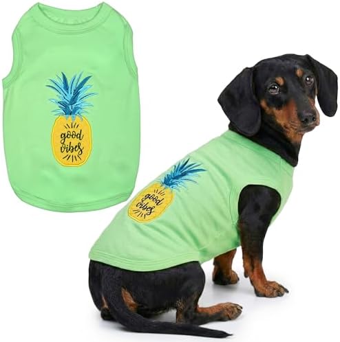 Parisian Pet Dog Shirt – 100% Cotton Shirts for Large Dogs – Tropical Sleeveless Pet Vest – Lightweight and Breathable Dogs Apparel – Cute Dog Clothes - Stretchy T Shirts for Pets
