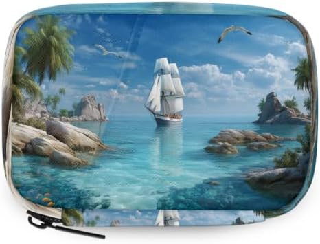 Travel Pill Organizer Beautiful Island Sailboat Small Pill Case
