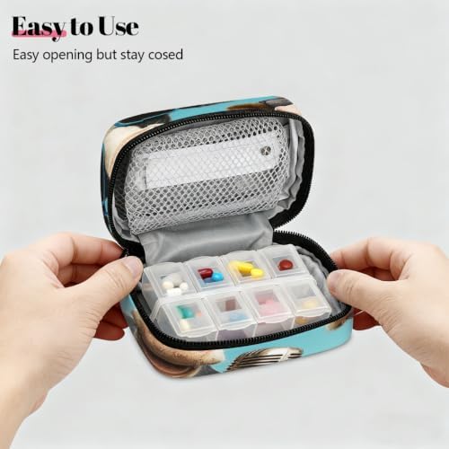 Travel Pill Organizer Two Music Cows Art Small Pill Case