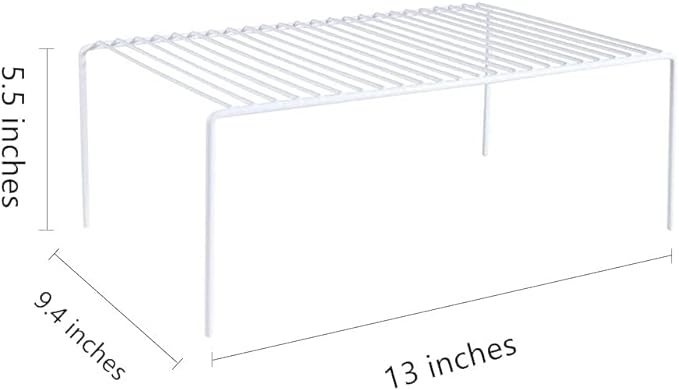 Kitchen Cabinet Shelf Organizer Set of 6, Medium (13 x 9.4 inch) Metal Wire Pantry Storage Shelves, Dish Plate Racks for Cabinets, Freezer, Counter, Cupboard Organizers and Storage, White