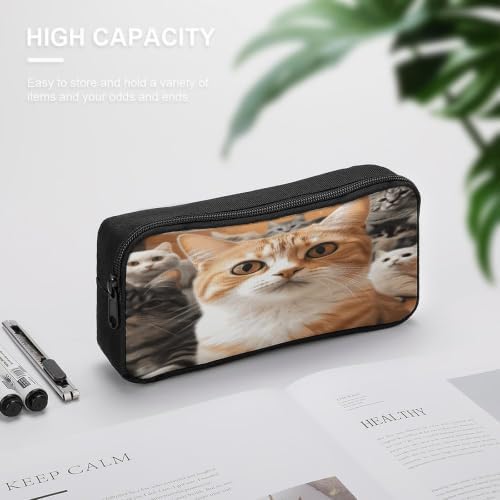 Funny Pet Cat Makeup Bag Zipper Pouch Cosmetic Bag | Pen Bag-Reusable-Large capacity with Double Zippers for Office Pencil Case,Business Travel and girl makeup bag,Small Toolbox