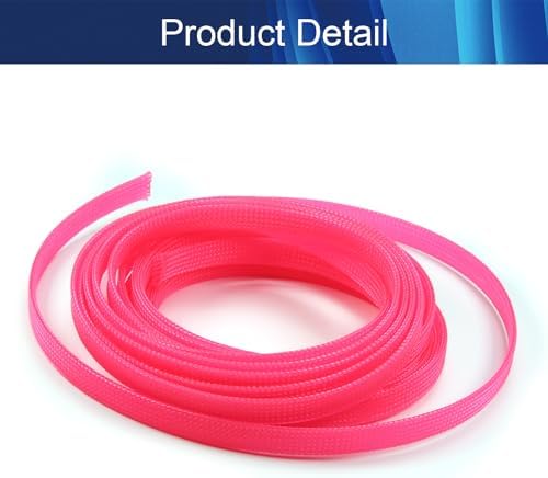 Jutagoss PET Expandable Braided Cable Sleeve, 16.4ft - 3/8 inch Pink Cable Management Sleeve, Wire Loom Tube Cord Protector for USB Cable, Power Cord, Audio Video and More, 1Pc