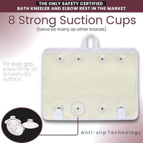 Supa Ant Bath Kneeler –8 Suction Cups & 1.5" Padding.Certified Non Toxic Bath Kneeling Pad for Bath Tub & 5 Bath Toy Organizer. Fast Dry Baby Bath Kneeler and Elbow Rest Pad Set Bordeaux